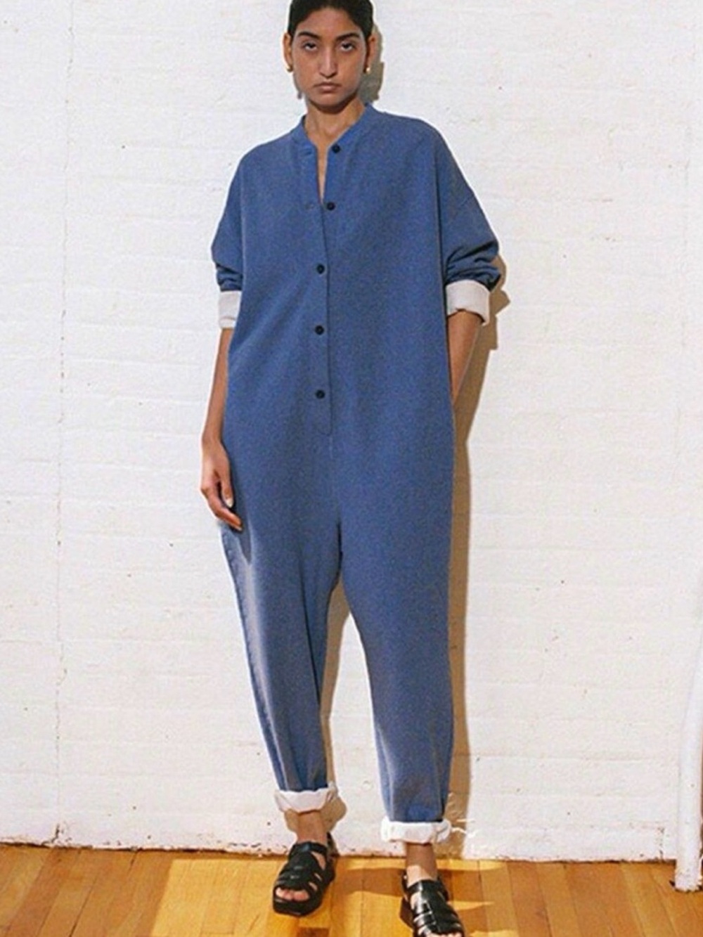 Mara Hoffman sabina jumpsuit in blue soft oversized Sz S